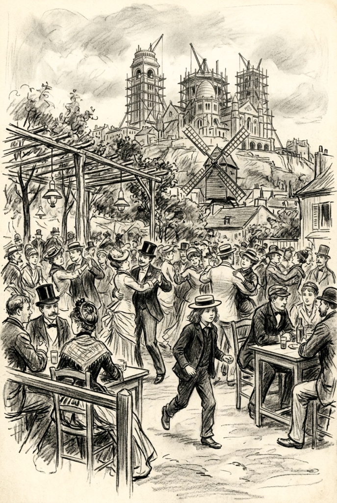 Arsène Lupin, enfant, dans une guinguette, à Montmartre en 1884